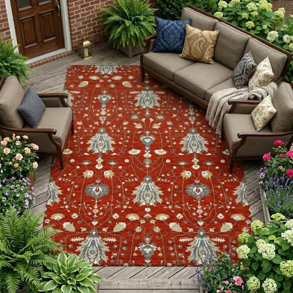8 X 10 Oriental Area Rug Washable Polyester Stain Resistant Indoor Outdoor Patio