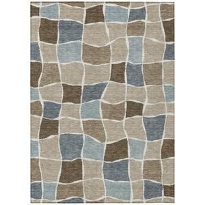HomeRoots 5x8 Geometric Polyester Area Rug Washable Stain Resistant Indoor Outdoor Khaki Brown 743637