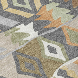 5 X 8 Gray Graphite Geometric Polyester Area Rug Washable Stain Resistant Patio