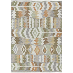 HomeRoots 10 X 14 Ivory Silver Geometric Polyester Area Rug Washable for Patio or Living Room 743689