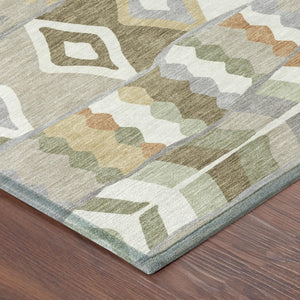 10 X 14 Ivory Silver Geometric Polyester Area Rug Washable for Patio or Living Room
