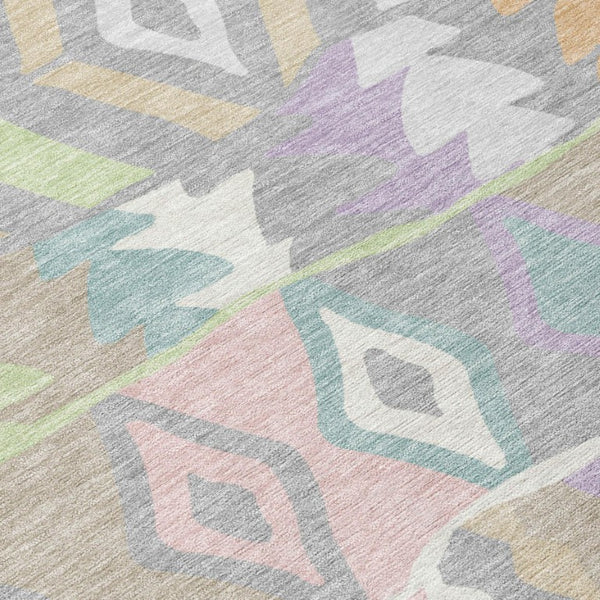 8 X 10 Pewter Gray Geometric Polyester Area Rug Stain Resistant for Patio