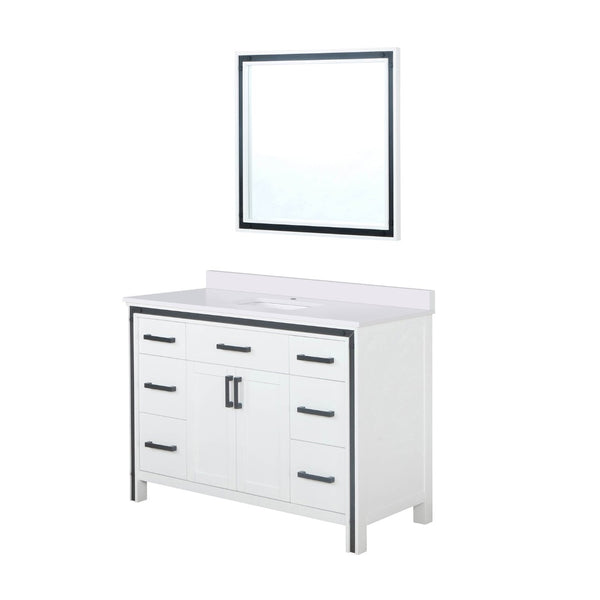 English Elm White Bath Vanity Set With Cultured Marble Top, 48" W, Elegant Design & Ample Storage Solutions B2731S00811-GIGA