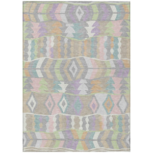HomeRoots 9 X 12 Pewter Gray Geometric Polyester Rug Washable for Patio Porch or Living Room 743700