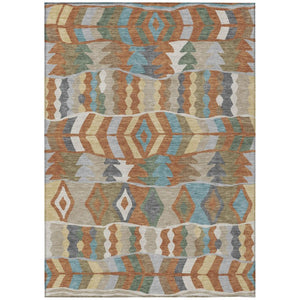 HomeRoots 9 X 12 Rust Orange Geometric Polyester Area Rug Washable Stain Resistant Outdoor 743712