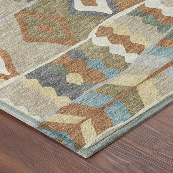 9 X 12 Rust Orange Geometric Polyester Area Rug Washable Stain Resistant Outdoor