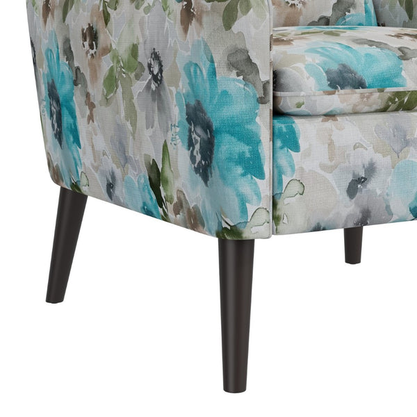 English Elm Enna Floral Upholstered Accent Armchair with Solid Wood Legs for Reading Nooks B127P409851