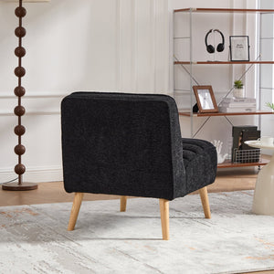 English Elm 24.4" Wide Modern Chenille Armless Accent Chair With Rubber Wood Legs - Ideal For Cozy Spaces W3098P308776