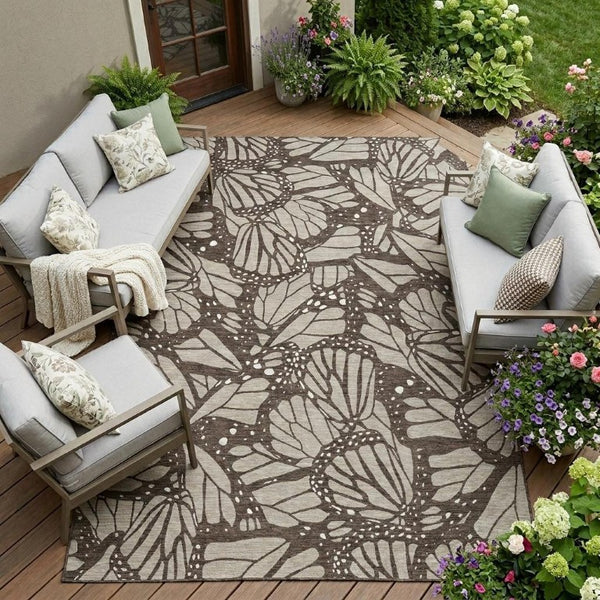 10 X 14 Animal Print Polyester Area Rug Washable Stain Resistant for Patio