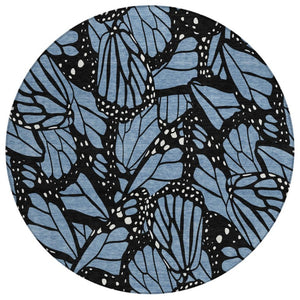HomeRoots 8 Ft Round Animal Print Polyester Area Rug Washable Pet Friendly Indoor Outdoor Use 743740