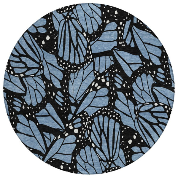 HomeRoots 8 Ft Round Animal Print Polyester Area Rug Washable Pet Friendly Indoor Outdoor Use 743740