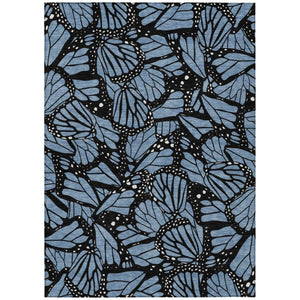 HomeRoots 9 X 12 Blue Animal Print Polyester Area Rug Washable for Indoor Outdoor Use 743742