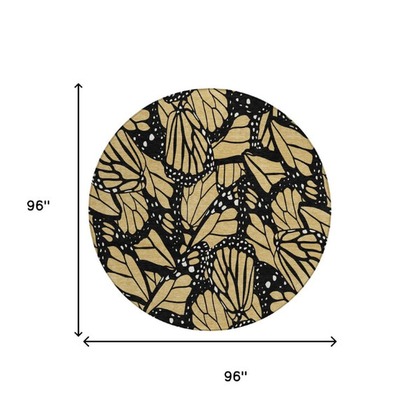 8 Foot Round Animal Print Polyester Area Rug Washable for Patio or Family Room