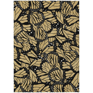 HomeRoots 8 X 10 Gold Black Animal Print Polyester Area Rug Stain Resistant Indoor Outdoor 743753