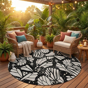 8 Foot Round Animal Print Polyester Rug Stain Resistant Indoor Outdoor Decor