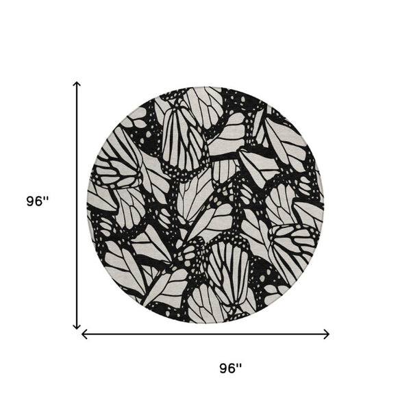 8 Foot Round Animal Print Polyester Rug Stain Resistant Indoor Outdoor Decor