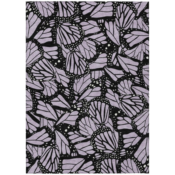 HomeRoots 5x8 Lavender Purple Animal Print Polyester Area Rug Stain Resistant Indoor Outdoor 743763