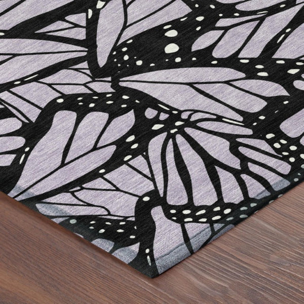5x8 Lavender Purple Animal Print Polyester Area Rug Stain Resistant Indoor Outdoor