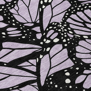 5x8 Lavender Purple Animal Print Polyester Area Rug Stain Resistant Indoor Outdoor