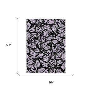 5x8 Lavender Purple Animal Print Polyester Area Rug Stain Resistant Indoor Outdoor
