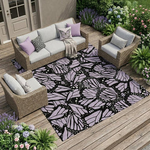 9 X 12 Lavender Purple Animal Print Polyester Washable Rug for Patio or Living Room