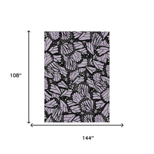 9 X 12 Lavender Purple Animal Print Polyester Washable Rug for Patio or Living Room