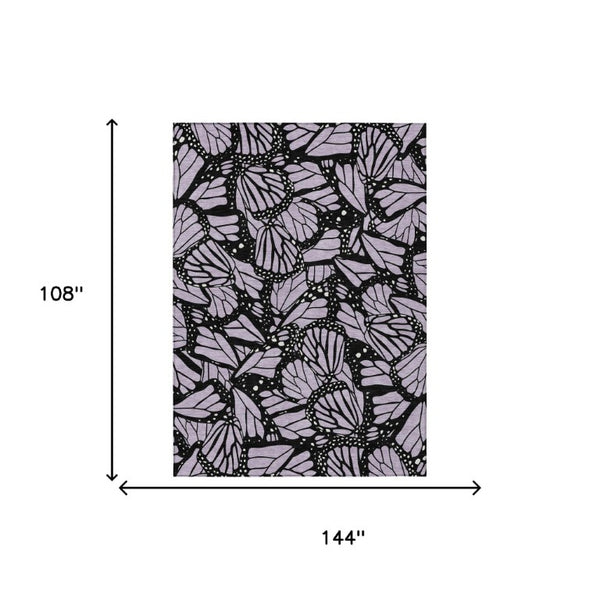 9 X 12 Lavender Purple Animal Print Polyester Washable Rug for Patio or Living Room