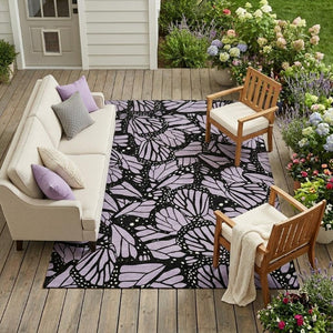 10 X 14 Lavender Purple Animal Print Polyester Washable Rug for Patio or Living Room