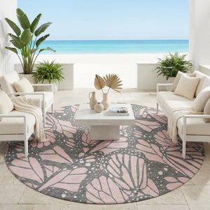 8 Foot Round Animal Print Polyester Rug Washable for Indoor Outdoor High Traffic