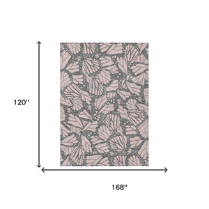 10 X 14 Pink Graphite Animal Print Polyester Area Rug for Patio Porch or Living Room