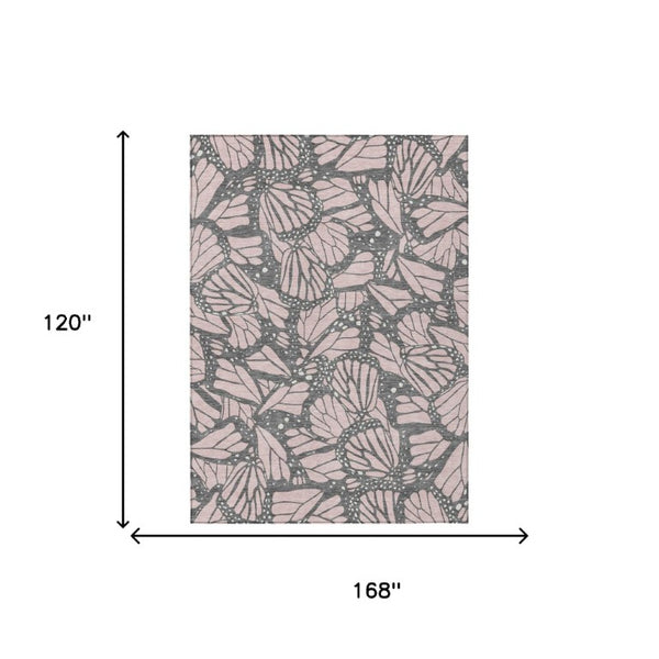 10 X 14 Pink Graphite Animal Print Polyester Area Rug for Patio Porch or Living Room