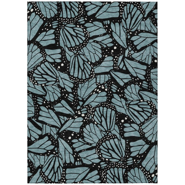 HomeRoots 10 X 14 Teal Animal Print Polyester Area Rug Washable Stain Resistant Indoor 743785