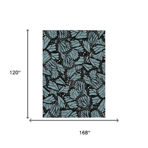 10 X 14 Teal Animal Print Polyester Area Rug Washable Stain Resistant Indoor