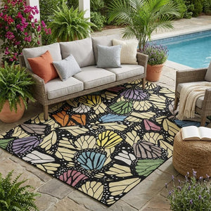 5x8 Wheat Gold Animal Print Polyester Area Rug Stain Resistant Indoor Outdoor