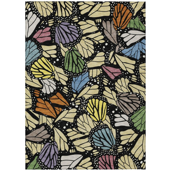 HomeRoots 8 X 10 Wheat Gold Animal Print Polyester Area Rug Washable for Patio or Living Room 743795