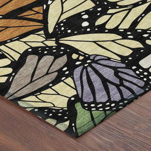 9 X 12 Wheat Gold Animal Print Polyester Washable Rug for Patio or Living Room