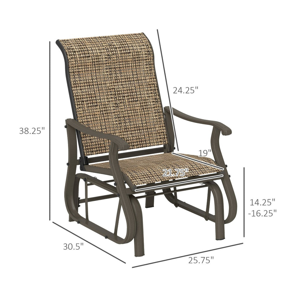 English Elm Garden Steel Frame Outdoor Glider Chair with Breathable Mesh for Porch or Patio T3971P445220