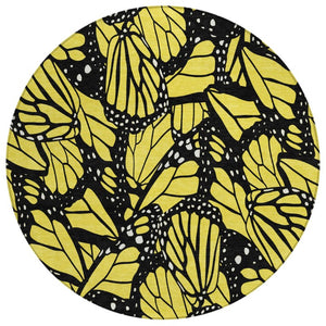 HomeRoots 8 Foot Round Animal Print Polyester Area Rug Washable Pet Friendly Indoor Outdoor 743800