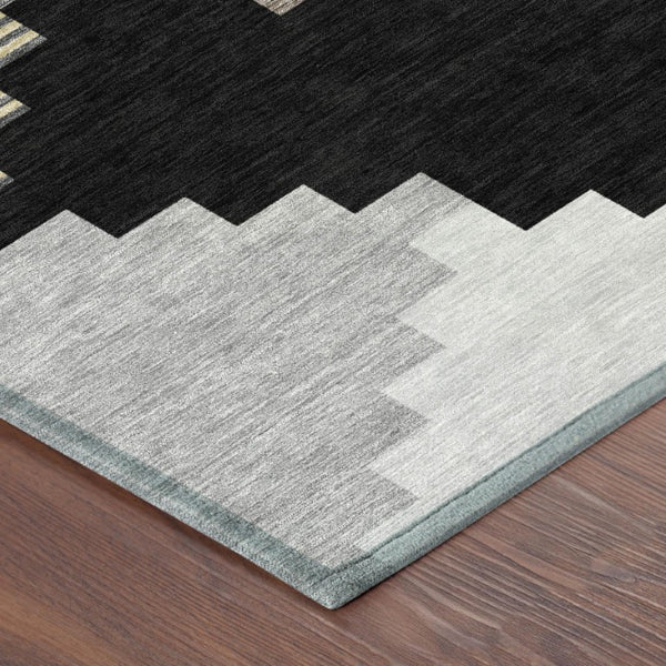 HomeRoots 10 Ft Geometric Polyester Area Rug Washable Stain Resistant Indoor Outdoor Use 743809