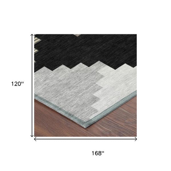 10 Ft Geometric Polyester Area Rug Washable Stain Resistant Indoor Outdoor Use