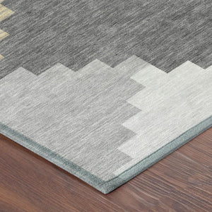 5x8 Gray Graphite Geometric Polyester Area Rug Washable Stain Resistant Indoor Outdoor