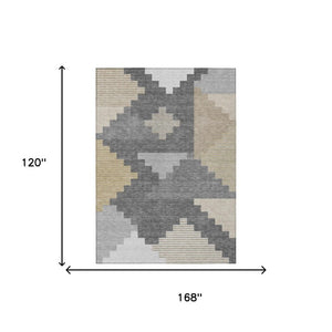 10 X 14 Geometric Polyester Area Rug Washable Stain Resistant for Indoor Outdoor