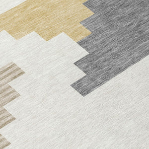 HomeRoots 9 X 12 Geometric Polyester Area Rug Washable Stain Resistant for Patio or Home 743832