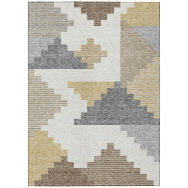 9 X 12 Geometric Polyester Area Rug Washable Stain Resistant for Patio or Home