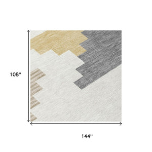 9 X 12 Geometric Polyester Area Rug Washable Stain Resistant for Patio or Home