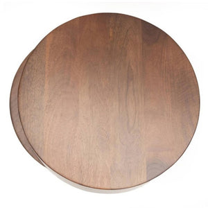 21 Inch Solid Wood Drum Side Table Round Accent for Living Room or Bedroom