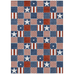 HomeRoots 10 X 14 Geometric Polyester Area Rug Washable Stain Resistant Indoor Outdoor Navy 743852