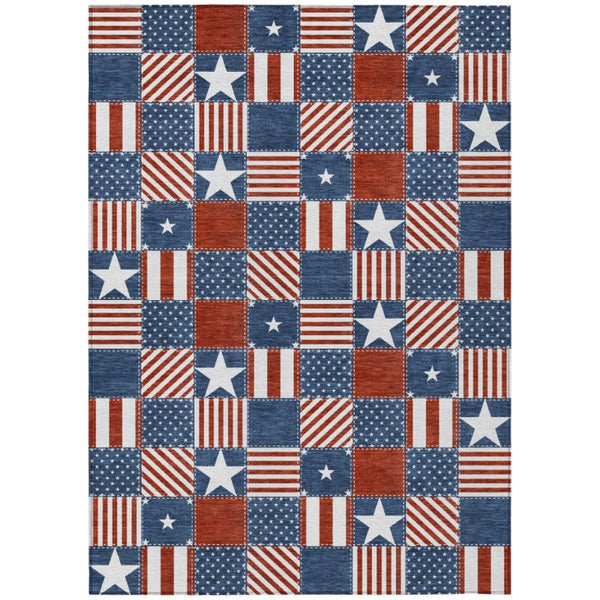 HomeRoots 10 X 14 Geometric Polyester Area Rug Washable Stain Resistant Indoor Outdoor Navy 743852