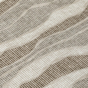 5x8 Beige Brown Stripe Polyester Area Rug Stain Resistant Indoor Outdoor Patio