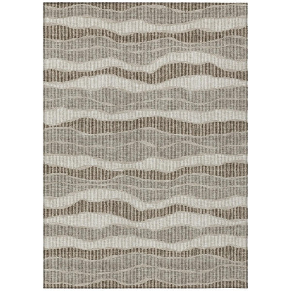 HomeRoots 9x12 Washable Polyester Striped Area Rug for Indoor Outdoor Patios and Living Rooms 743857